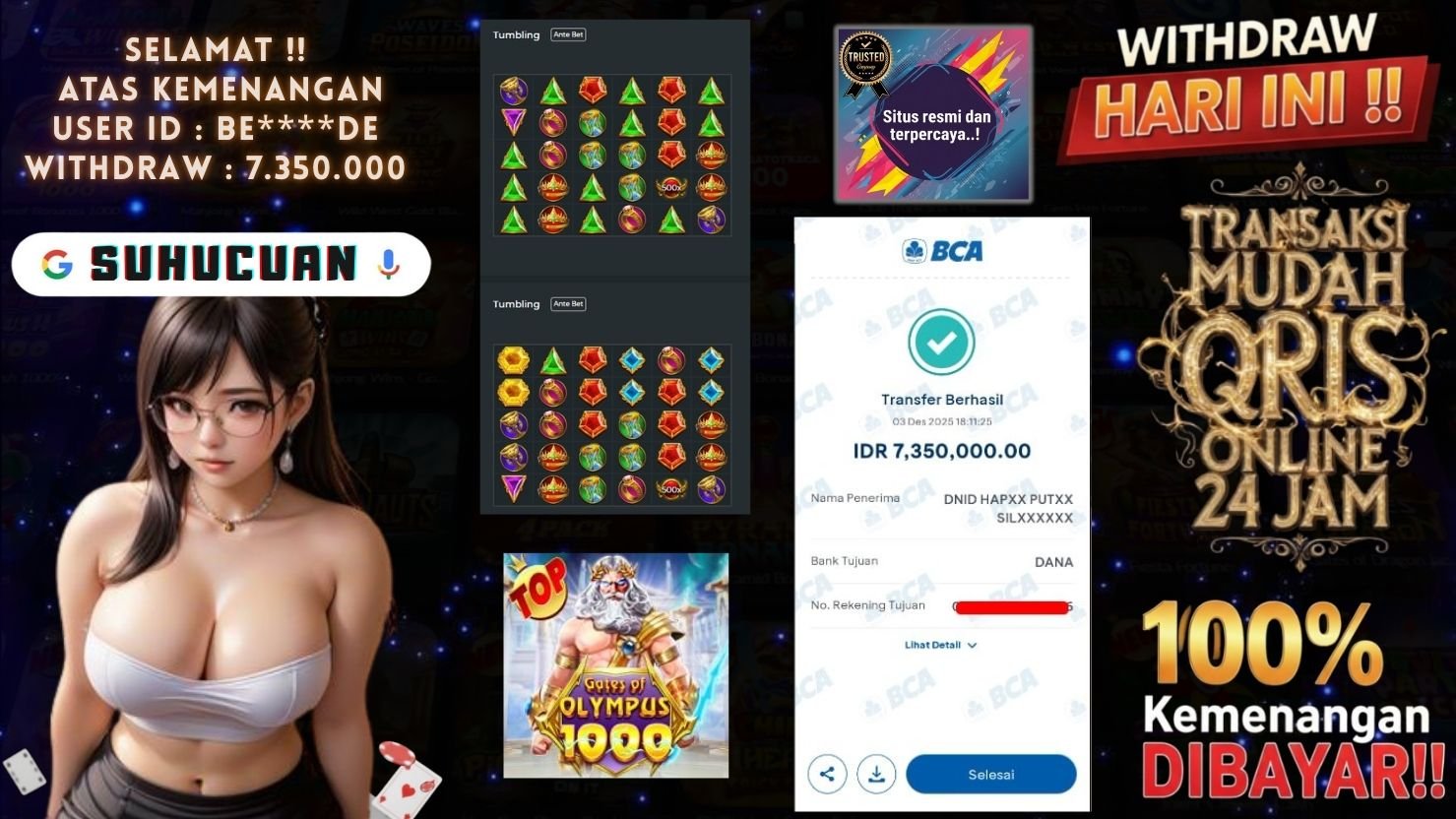 SUHUCUAN JACKPOT SLOT GATES OF OLYMPUS 1000